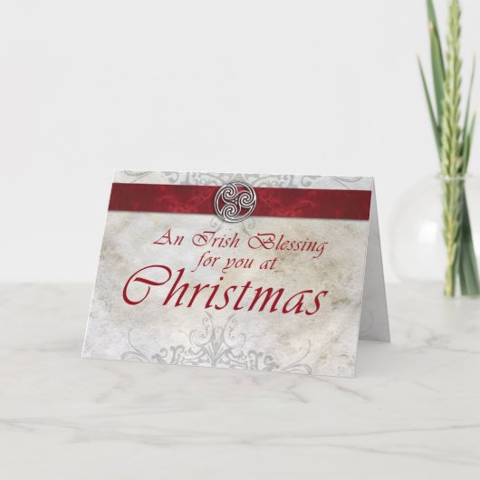 Keltische Knoop Triskelion Rood & Groen Kerst Kaar Feestdagen Kaart (Voorkant)