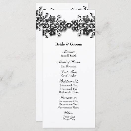 Keltische Knoop Twining Vines Trouwprogramma Programmakaart (Voorkant / Achterkant)