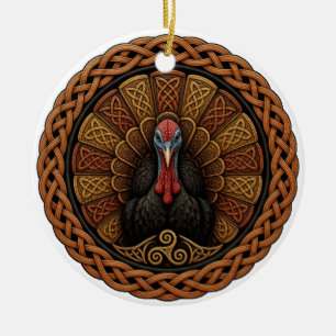 Keltische Knoop Uitgewaaierde Kalkoen Thanksgiving Keramisch Ornament