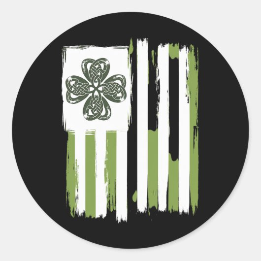 Keltische Knoop Vierbladige Klaver Strepen Ontwerp Ronde Sticker (Voorkant)