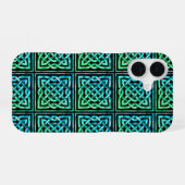 Keltische Knoop - Vierkant Blauwgroen iPhone 16 Hoesje (Achterkant horizontaal)