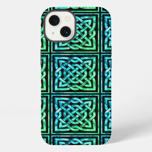 Keltische Knoop - Vierkant Blauwgroen iPhone Hoesje (Achterkant)