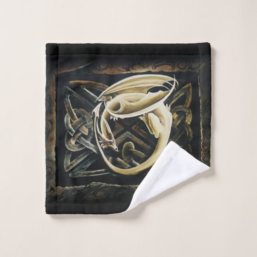 Keltische knoop werk crème draak bad handdoek (Wasdoekje)
