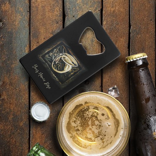 Keltische knoop werk crème draak creditkaart flessenopener