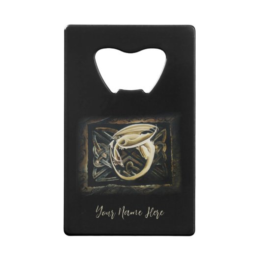 Keltische knoop werk crème draak creditkaart flessenopener (Voorkant)