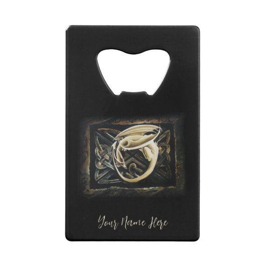 Keltische knoop werk crème draak creditkaart flessenopener (Achterkant)