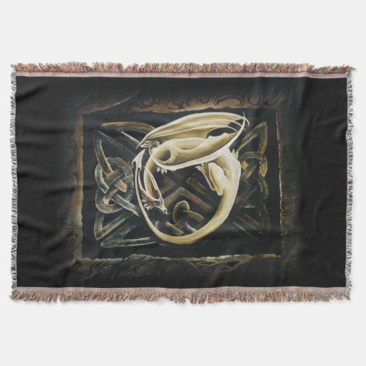 Keltische knoop werk crème draak deken (Voorkant)