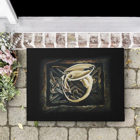 Keltische knoop werk crème draak deurmat