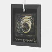 Keltische knoop werk crème draak glas ornament (Voorkant links)