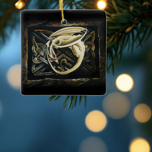 Keltische knoop werk crème draak keramisch ornament