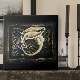 Keltische knoop werk crème draak tegeltje