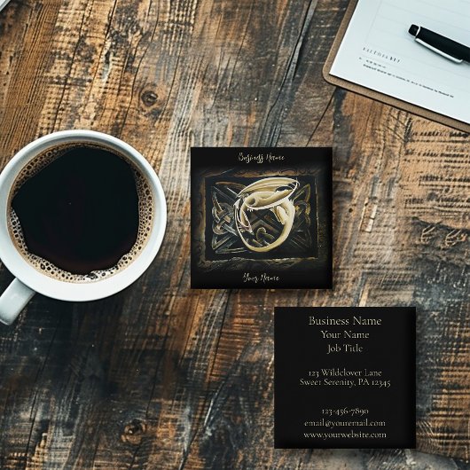 Keltische knoop werk crème draak vierkante visitekaartje