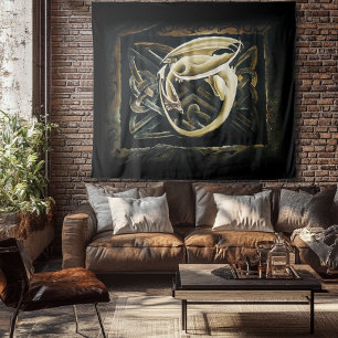 Keltische knoop werk crème draak wandkleed