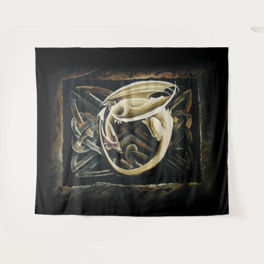 Keltische knoop werk crème draak wandkleed (Voorkant (horizontaal))