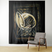 Keltische knoop werk crème draak wandkleed (In situ)