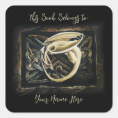 Keltische Knoop Werk Crème Dragon Bookplate Vierkante Sticker (Voorkant)