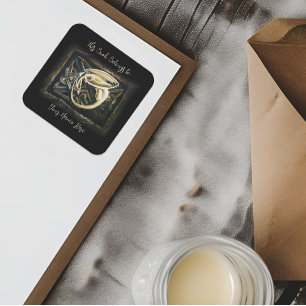 Keltische Knoop Werk Crème Dragon Bookplate Vierkante Sticker