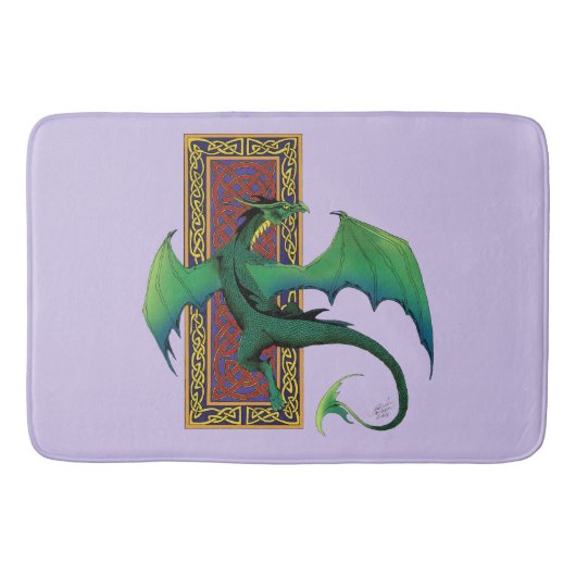 Keltische knoop werk groene draak Paarse Badmat (Voorkant)