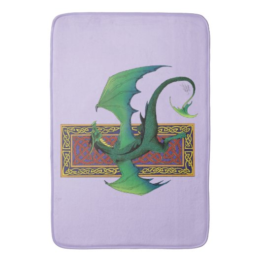 Keltische knoop werk groene draak Paarse Badmat (Voorkant Verticaal)
