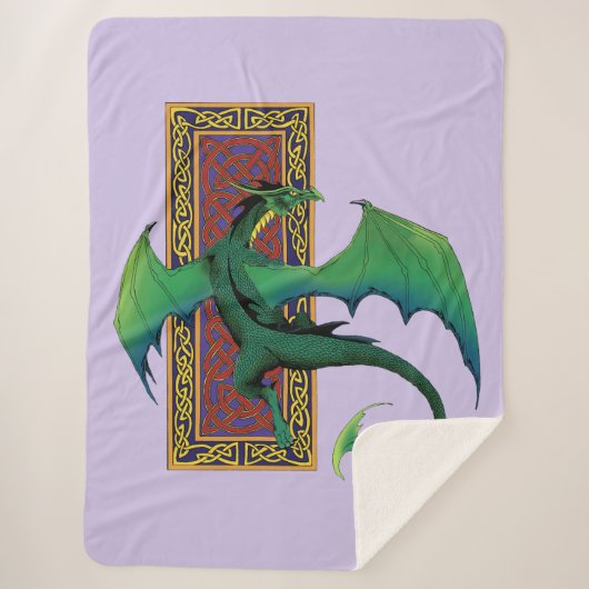 Keltische knoop werk groene draak Paarse Sherpa Deken (Voorkant)