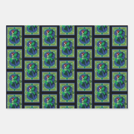 Keltische knoop werk groene fee inpakpapier vel (Voorkant 3)