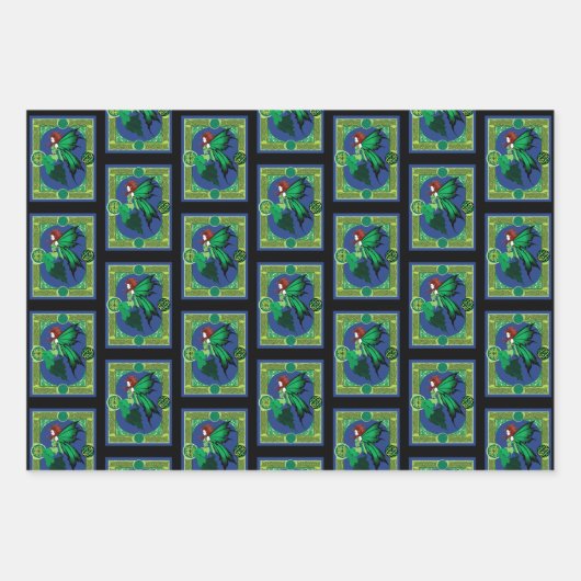 Keltische knoop werk groene fee inpakpapier vel (Voorkant)