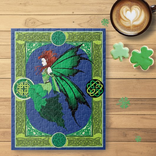 Keltische knoop werk groene fee legpuzzel