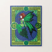 Keltische knoop werk groene fee legpuzzel (Verticaal)