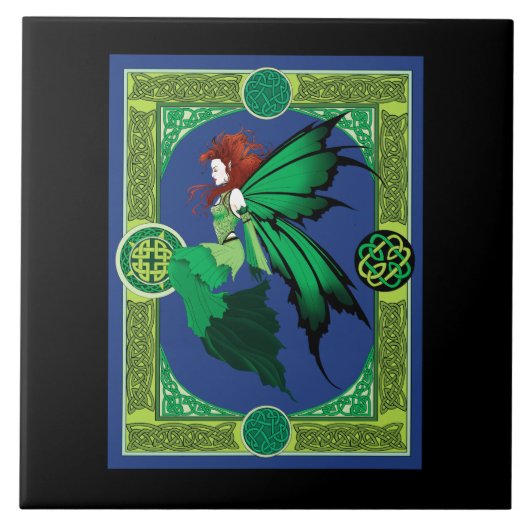 Keltische knoop werk groene fee tegeltje (Voorkant)