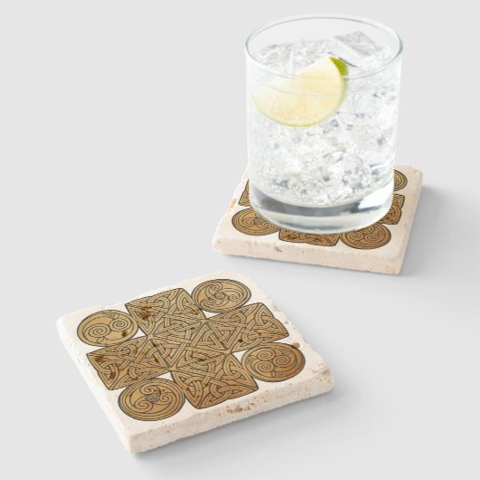 Keltische Knoopwerk Kruis Stenen Onderzetter (Zijkant)