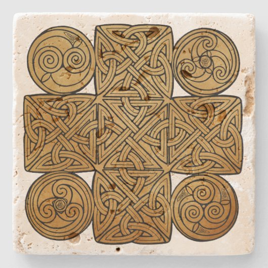 Keltische Knoopwerk Kruis Stenen Onderzetter (Voorkant)