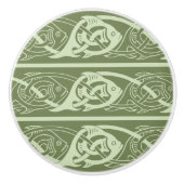 Keltische knoopwerkvis in het groen keramische knop (Voorkant)