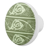 Keltische knoopwerkvis in het groen keramische knop (Rechts)