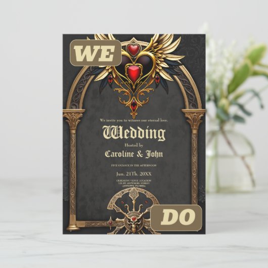 Keltische knopen en een hart in gotische elegantie kaart (Staand voorkant)