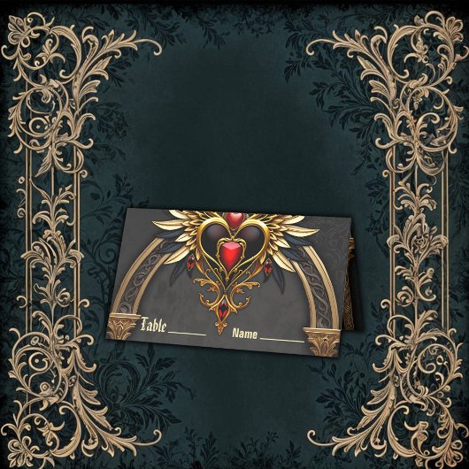 Keltische knopen en een hart in gotische elegantie plaatskaartje