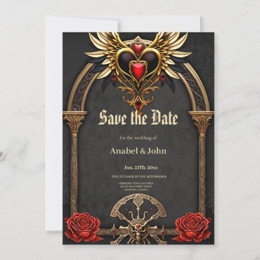 Keltische knopen en een hart in gotische elegantie save the date (Voorkant)