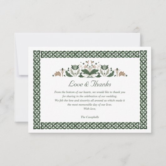 Keltische Knot Modern Floral Irish Wedding DANK U Kaart (Voorkant)