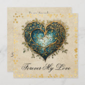 Keltische Knotwork Blauw en Gouden Hart Platte Kaa (Voorkant / Achterkant)