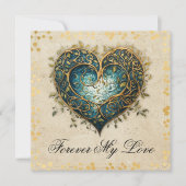 Keltische Knotwork Blauw en Gouden Hart Platte Kaa (Voorkant)