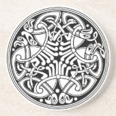 Keltische Knotwork Circle Design met Vogels Zandsteen Onderzetter (Voorkant)