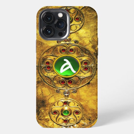KELTISCHE KRIGERSSCHILD SMAARAGD ROBIJN MONOGRAAF iPhone HOESJE (Achterkant)