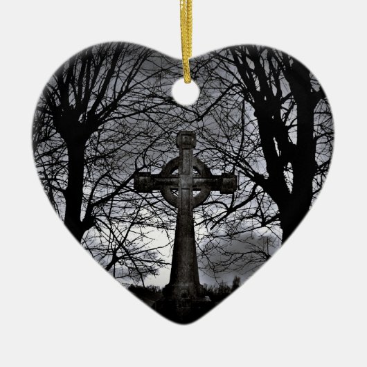 Keltische kruis en bomen hart Kerstmis ornament (Voorkant)