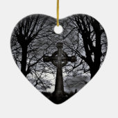 Keltische kruis en bomen hart Kerstmis ornament (Achterkant)