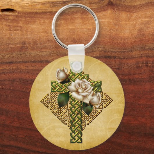 Keltische kruis en Rozen Sleutelhanger (Voorkant)