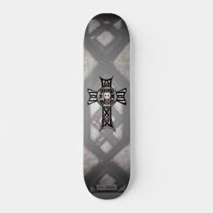 Keltische kruis en schedel (zilver) persoonlijk skateboard