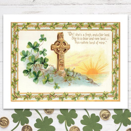  Keltische Kruis en Shamrocks Briefkaart