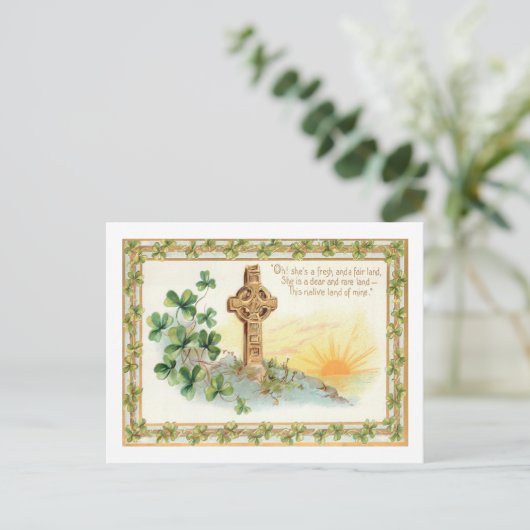  Keltische Kruis en Shamrocks Briefkaart (Staand voorkant)
