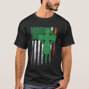 Keltische kruis Ierse Amerikaanse vlag St Patrick' T-shirt