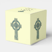 Keltische kruis in Blauwgroen en Ivoor Bruiloft Fa Bedankdoosjes (Achterkant)