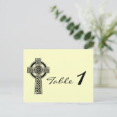 Keltische kruis in zwart ivoor bruiloft tafel numm briefkaart (Staand voorkant)